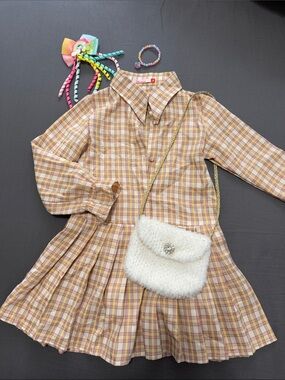 4T Plaid Button-Down Fit & Flare Dress